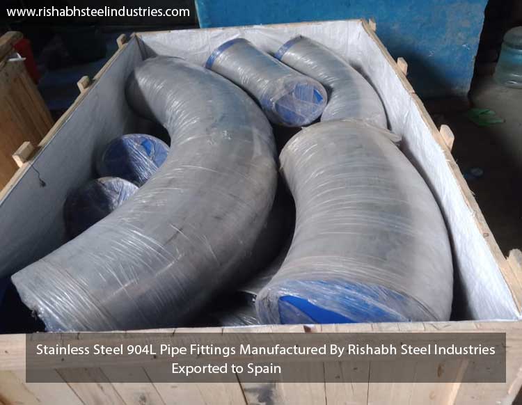 Stainless Steel 904L Pipe Fittings Manufactured By Rishabh Steel Industries Exported to Spain
