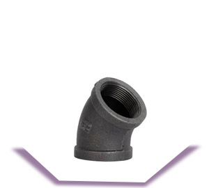 Black malleable iron 45 degree elbow
